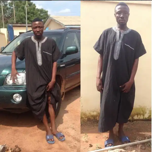 See Photos Of Car Snatcher From Benue Lands In Trouble In Enugu State
